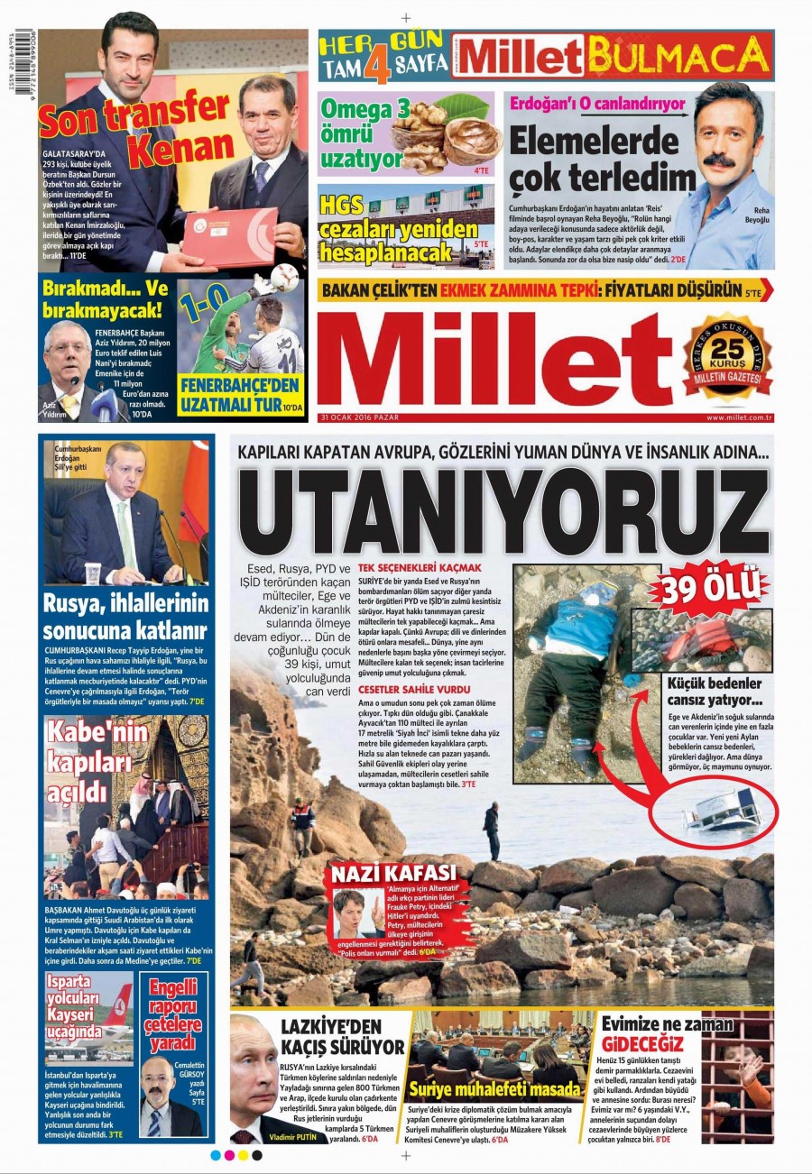 Gazete manşetleri (31 Ocak 2016) - 872