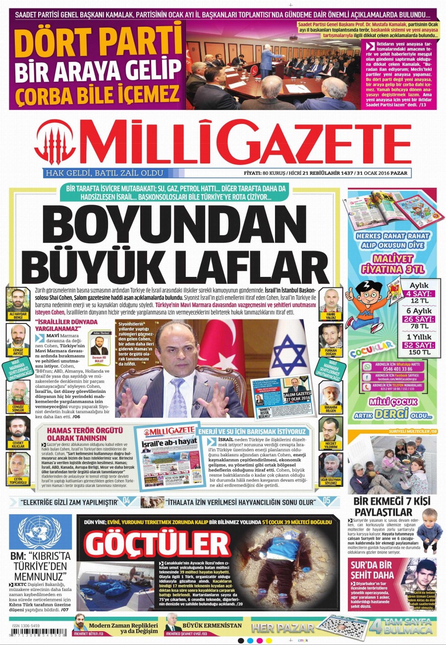 Gazete manşetleri (31 Ocak 2016) - 660