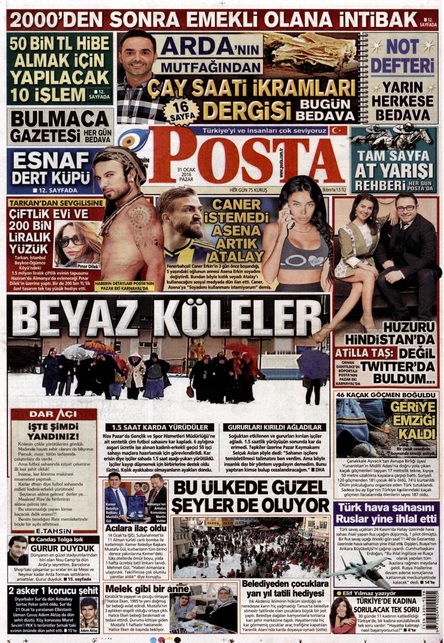 Gazete manşetleri (31 Ocak 2016) - 808