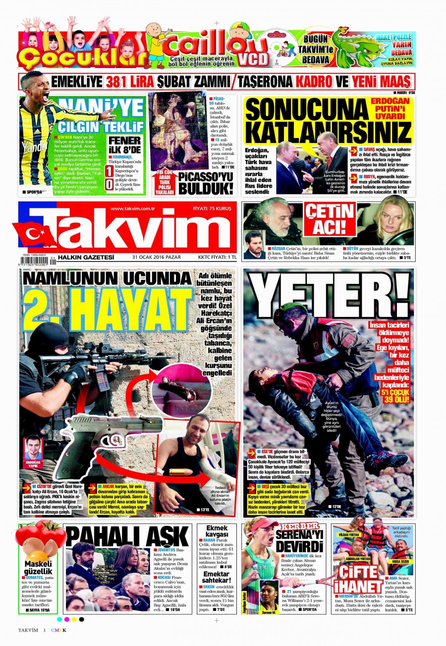 Gazete manşetleri (31 Ocak 2016) - 774