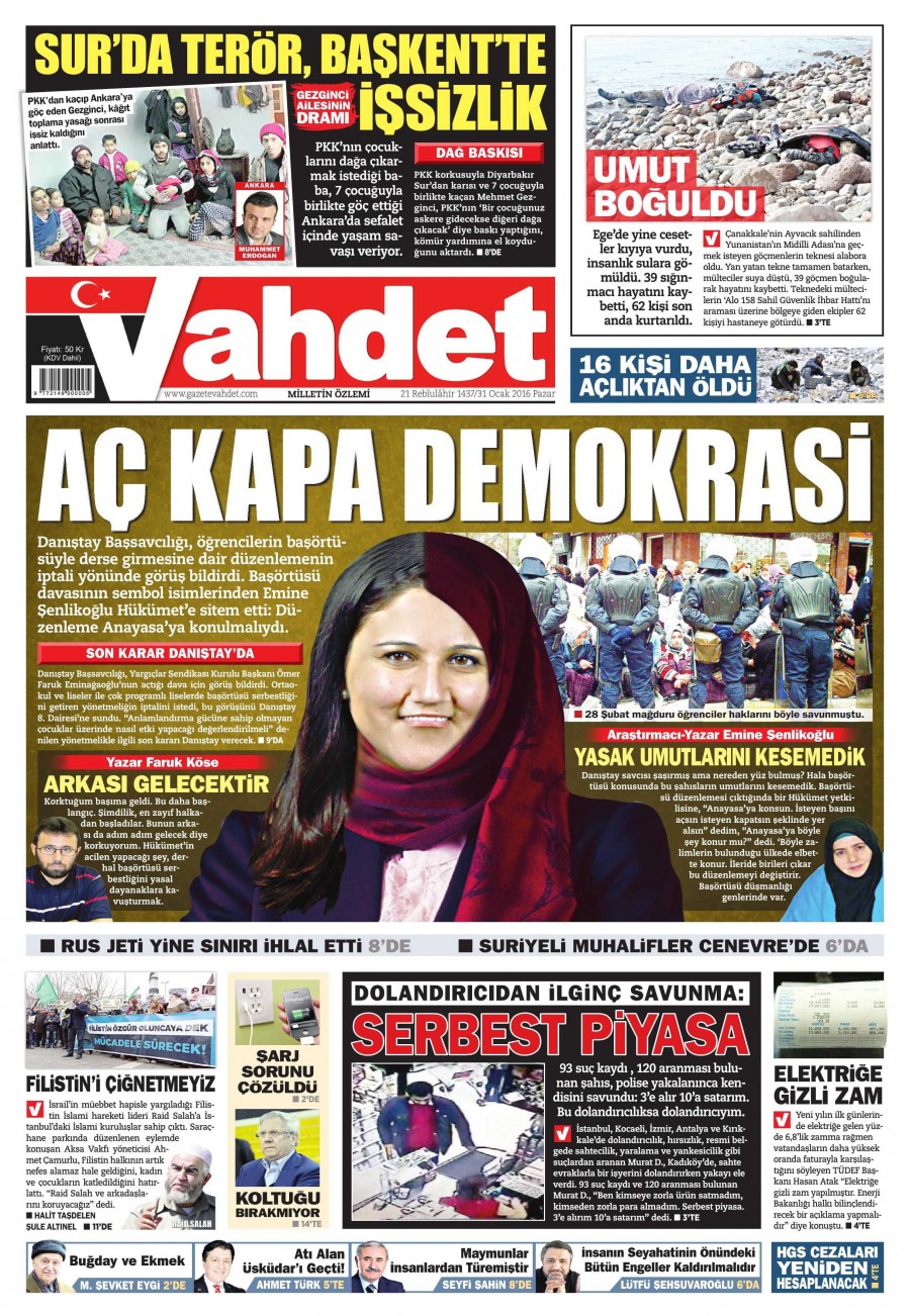Gazete manşetleri (31 Ocak 2016) - 725