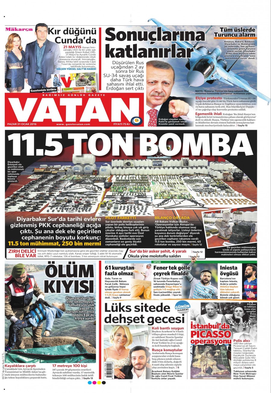 Gazete manşetleri (31 Ocak 2016) - 784