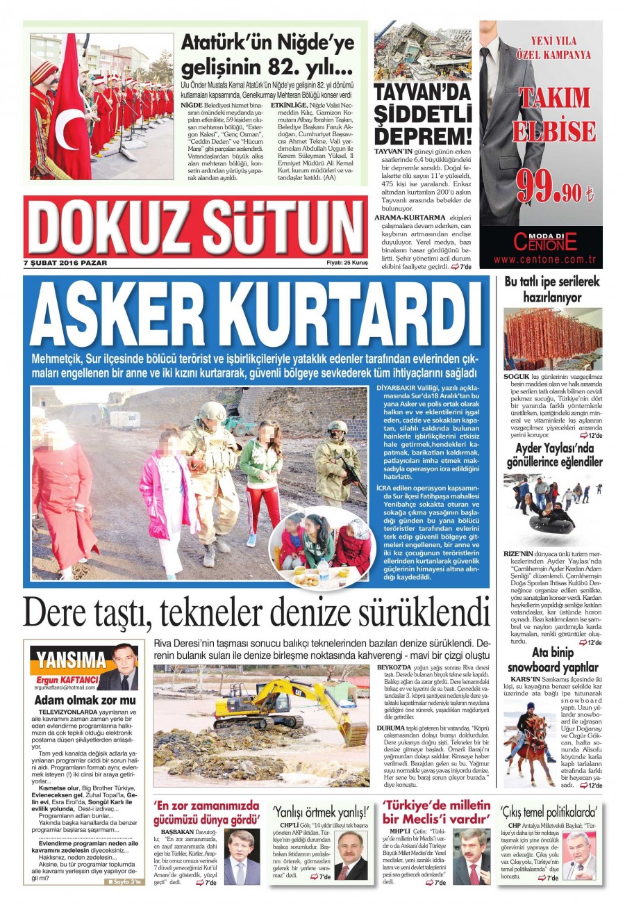 7 Şubat 2016 gazete manşetleri - 901