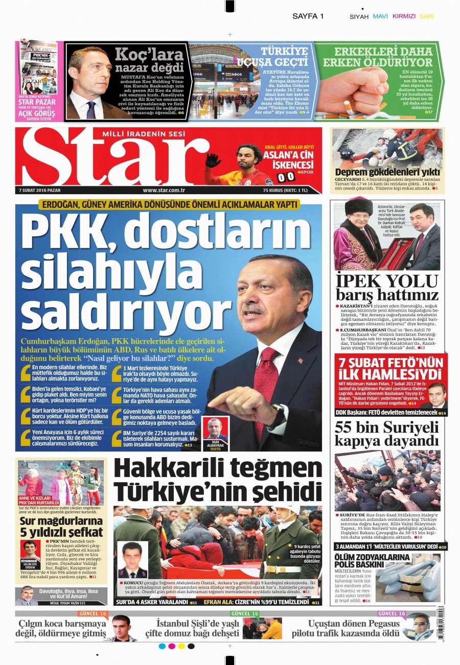 7 Şubat 2016 gazete manşetleri - 545