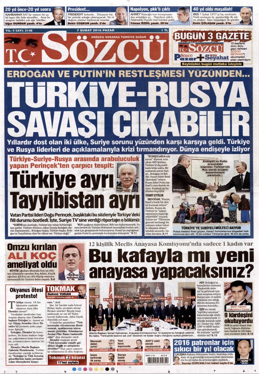 7 Şubat 2016 gazete manşetleri - 678