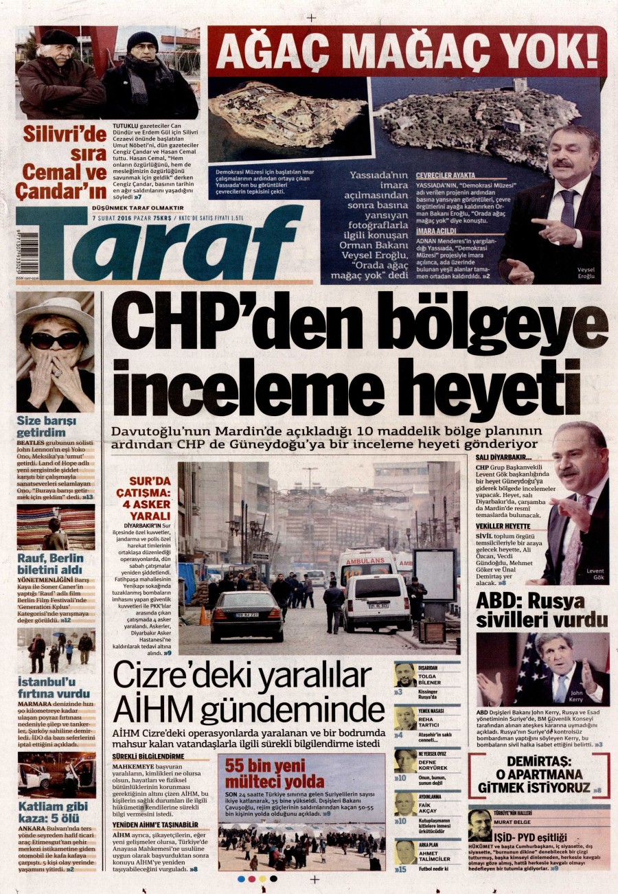 7 Şubat 2016 gazete manşetleri - 915