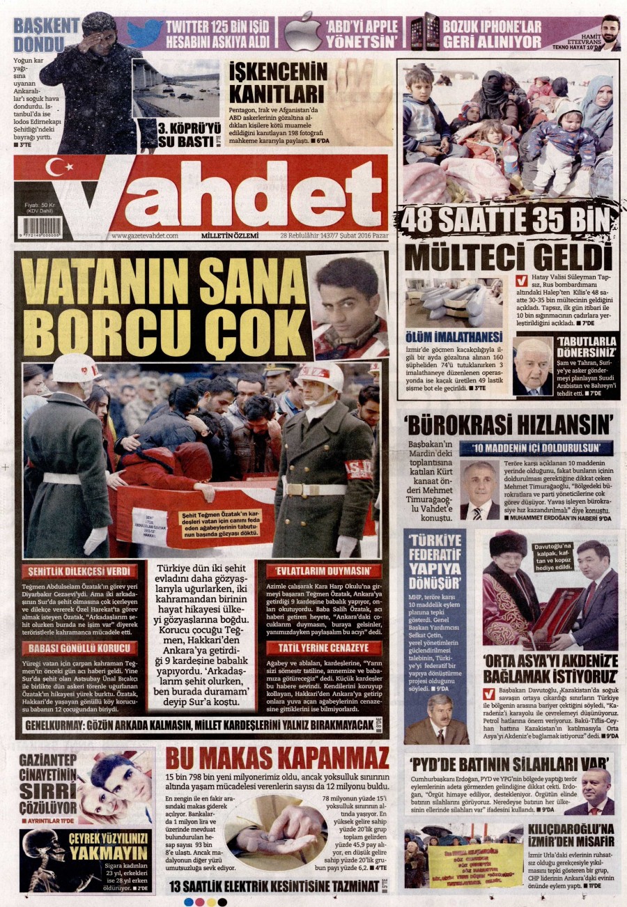 7 Şubat 2016 gazete manşetleri - 679