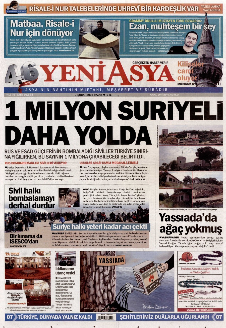 7 Şubat 2016 gazete manşetleri - 795
