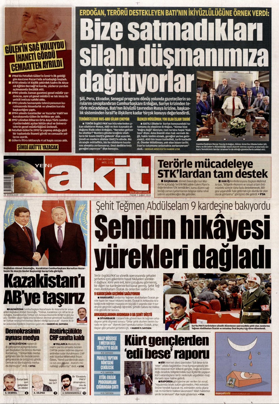 7 Şubat 2016 gazete manşetleri - 527