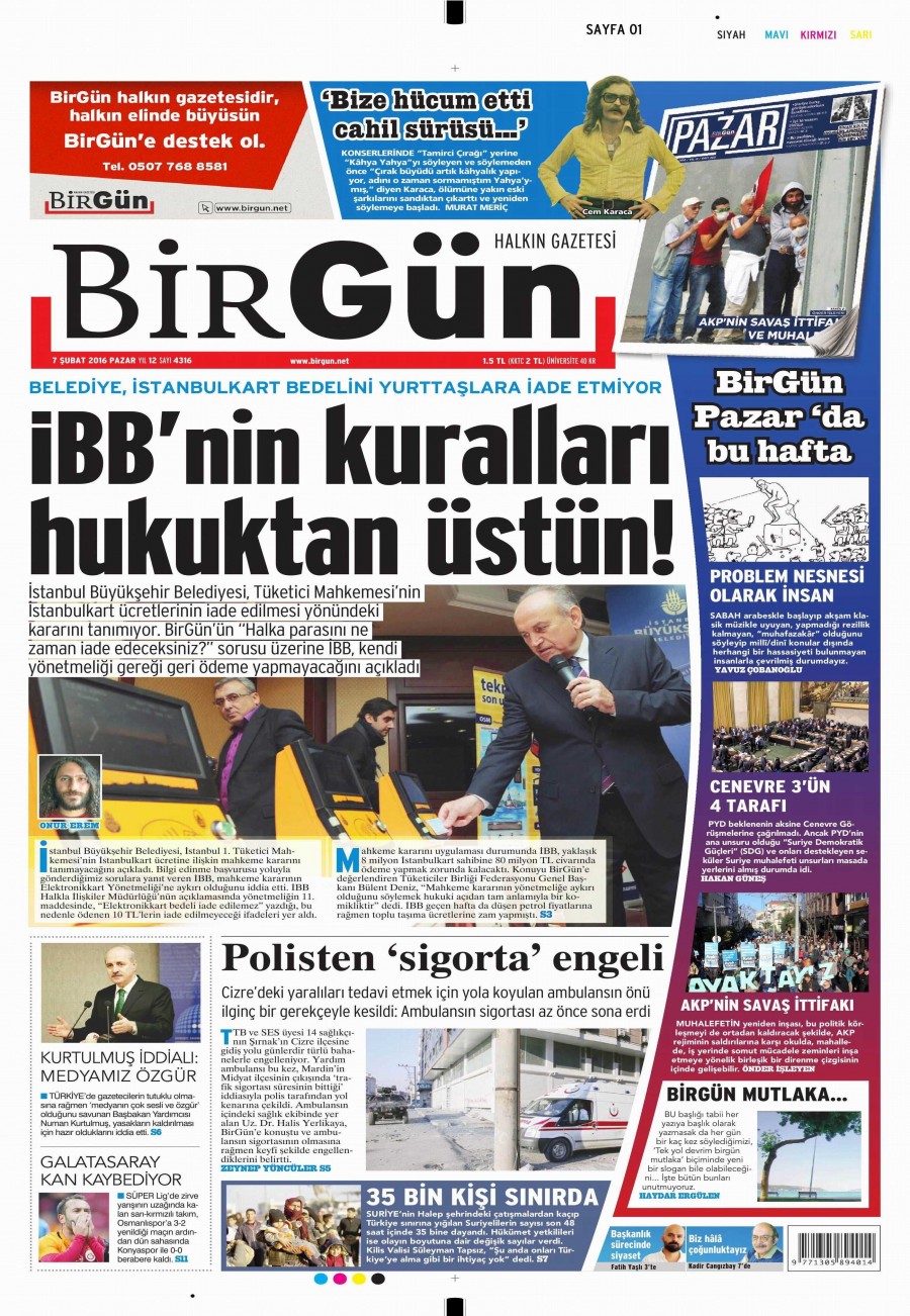 7 Şubat 2016 gazete manşetleri - 565