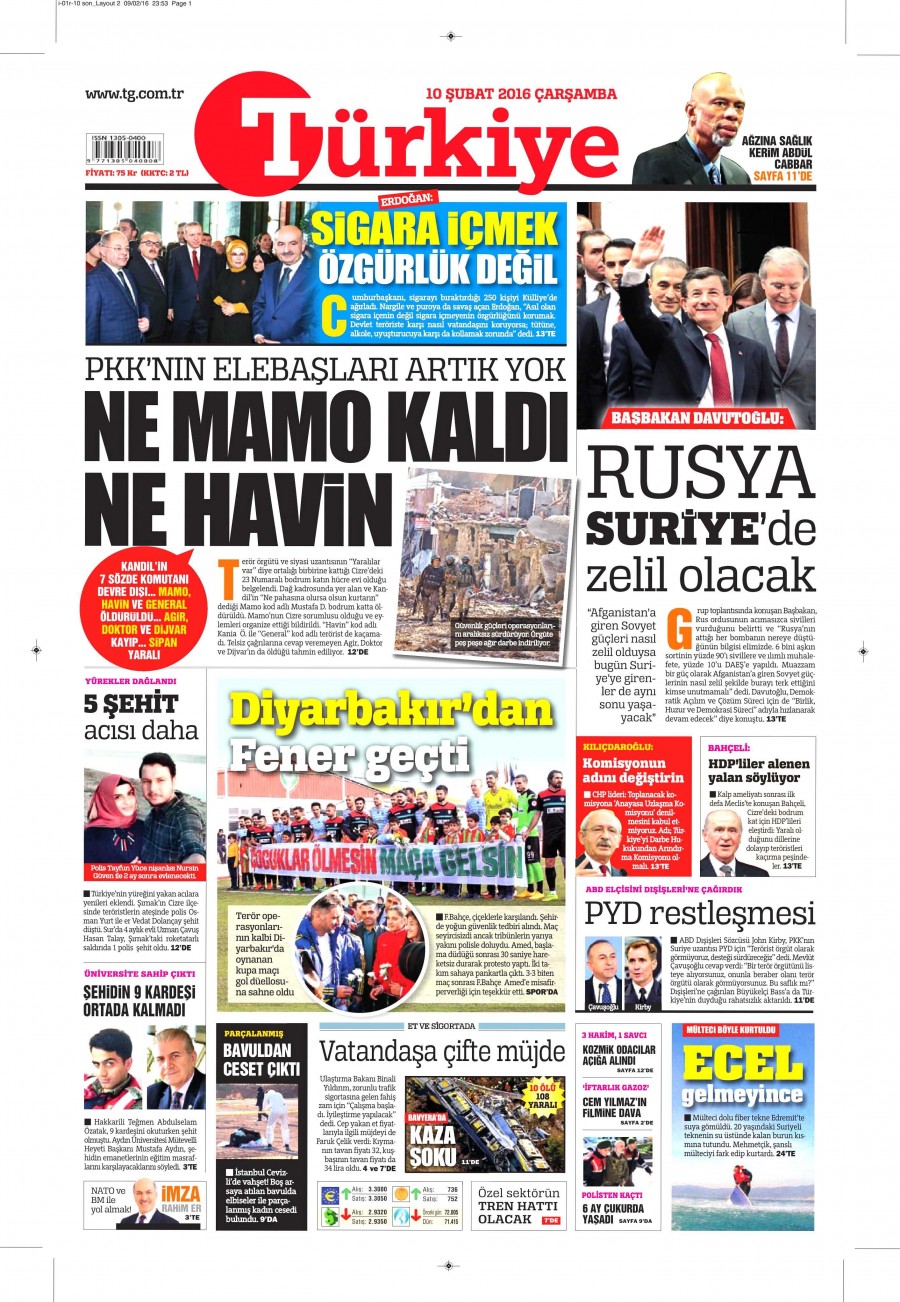 10 Şubat 2016 gazete manşetleri - 867