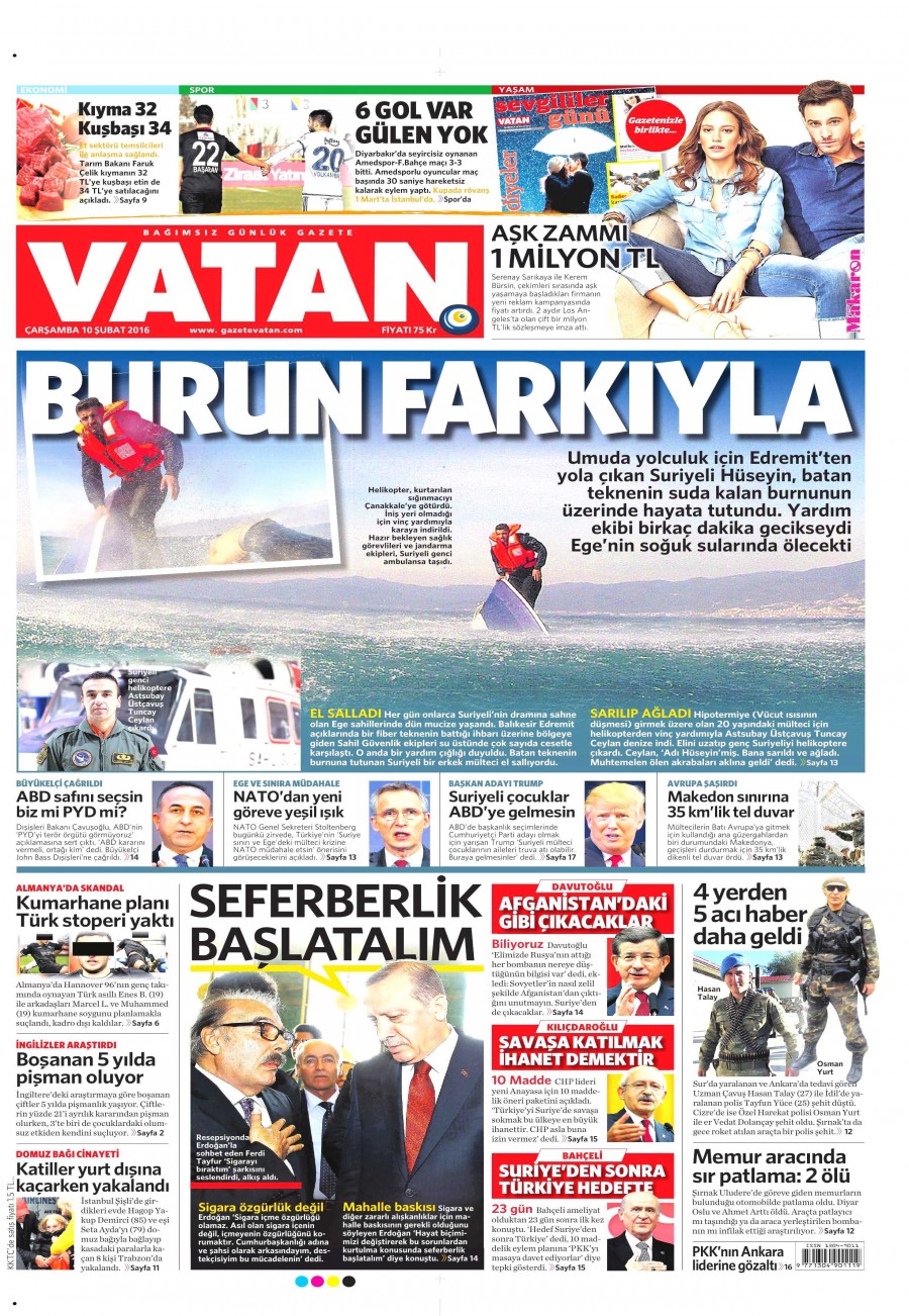 10 Şubat 2016 gazete manşetleri - 889