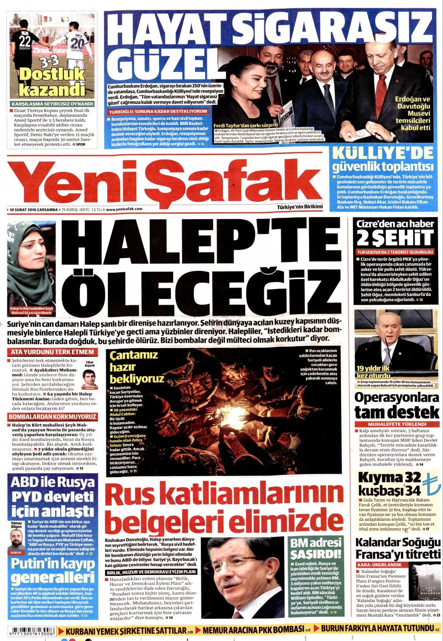10 Şubat 2016 gazete manşetleri - 737