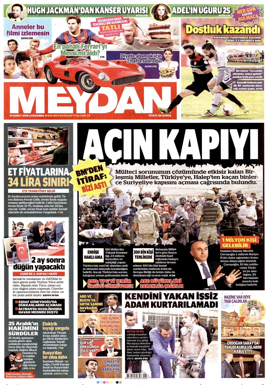 10 Şubat 2016 gazete manşetleri - 840