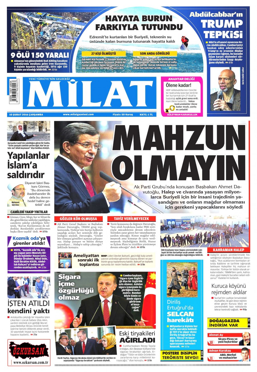 10 Şubat 2016 gazete manşetleri - 618