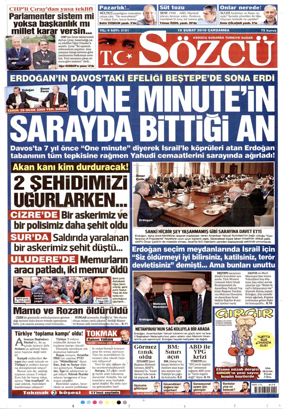 10 Şubat 2016 gazete manşetleri - 899