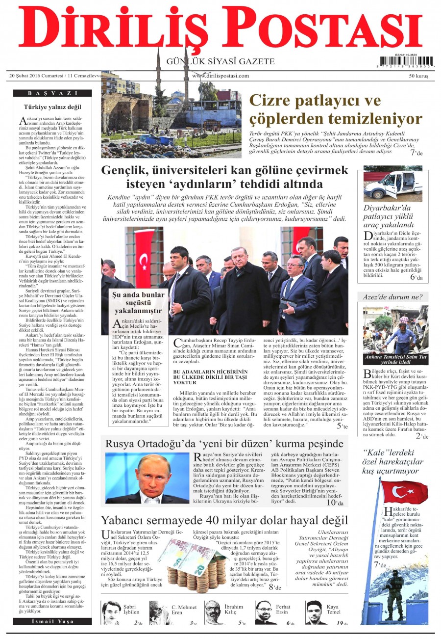 Günün gazete manşetleri (20 Şubat 2016) - 875