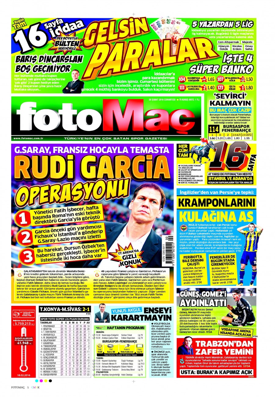 Günün gazete manşetleri (20 Şubat 2016) - 919