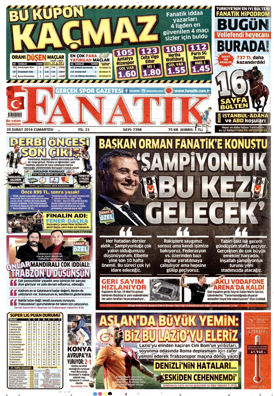 Günün gazete manşetleri (20 Şubat 2016) - 649