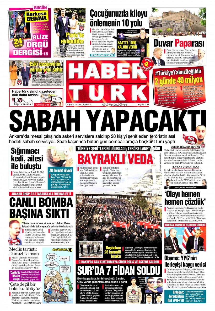 Günün gazete manşetleri (20 Şubat 2016) - 705