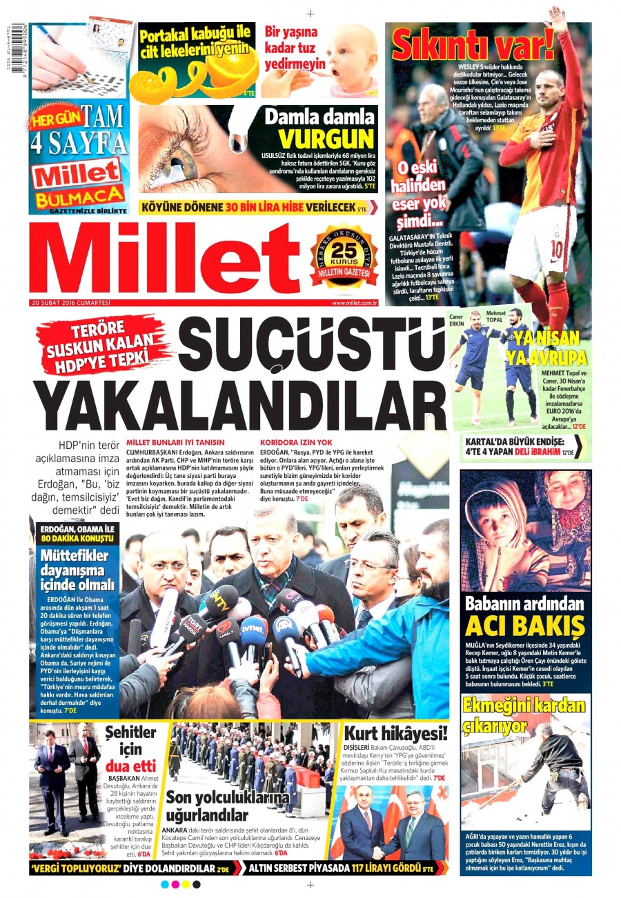 Günün gazete manşetleri (20 Şubat 2016) - 612