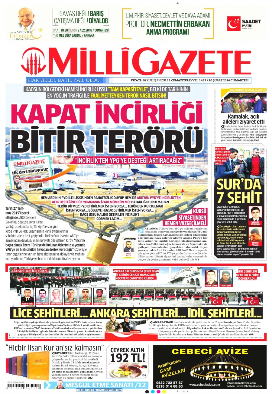 Günün gazete manşetleri (20 Şubat 2016) - 646