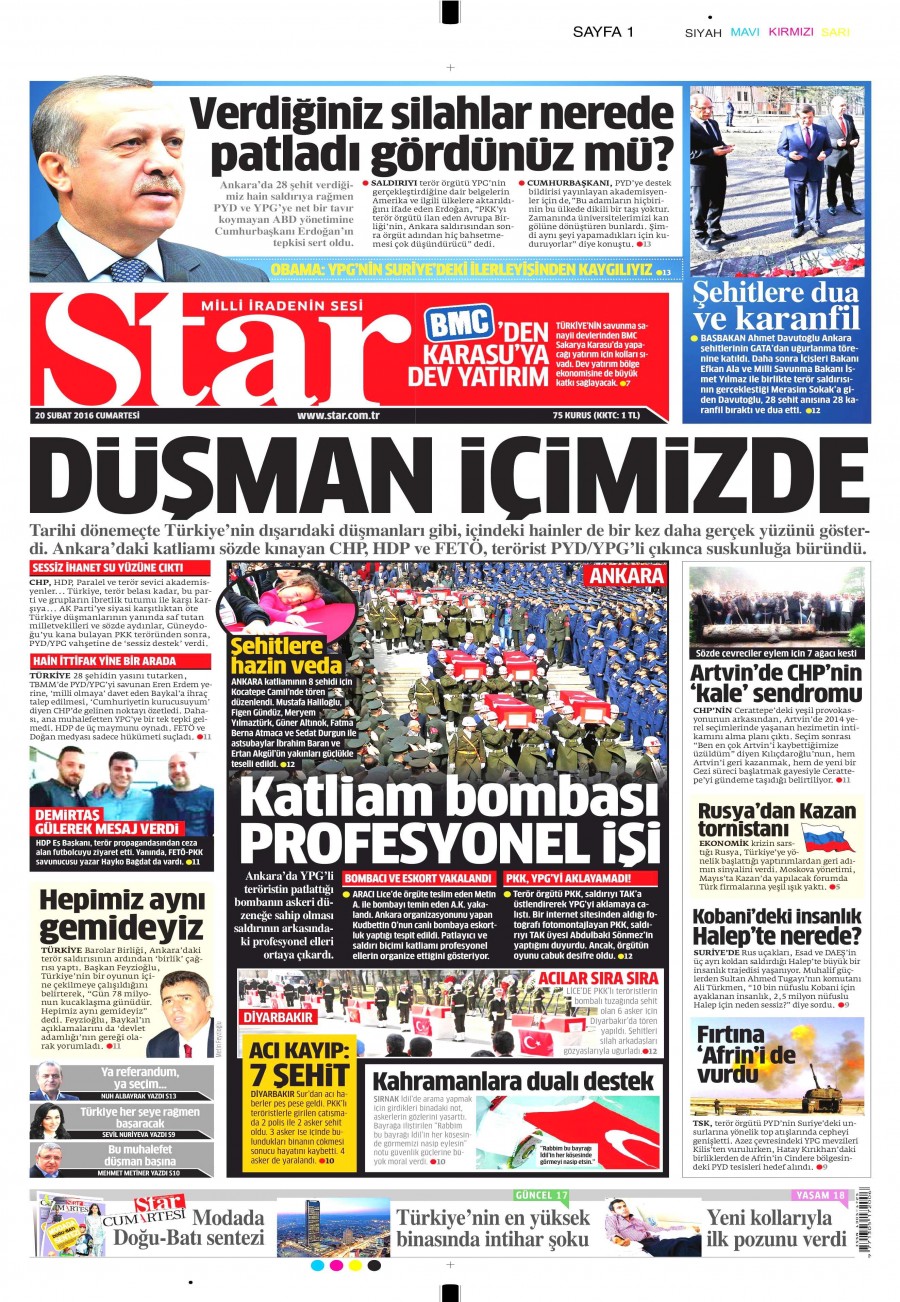 Günün gazete manşetleri (20 Şubat 2016) - 639