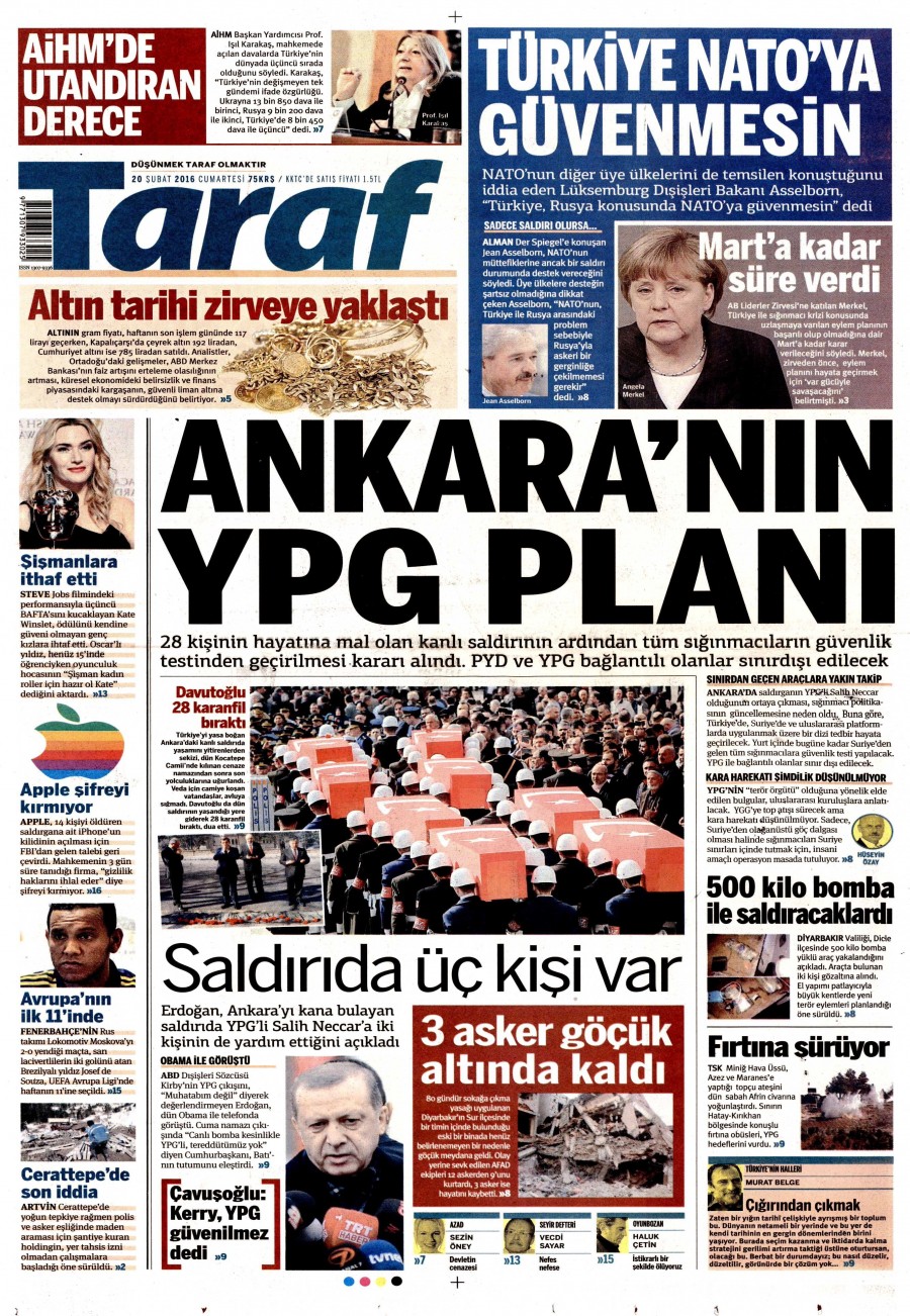 Günün gazete manşetleri (20 Şubat 2016) - 947