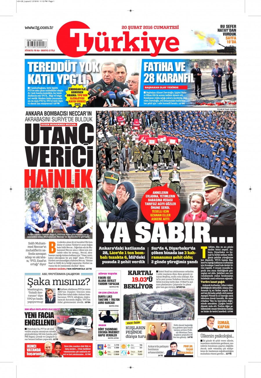 Günün gazete manşetleri (20 Şubat 2016) - 652