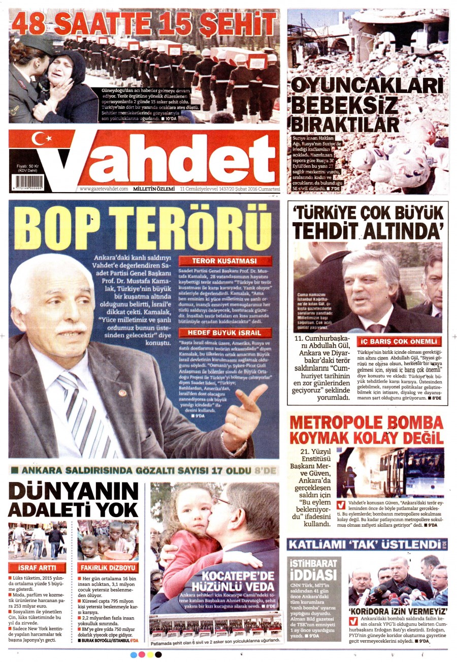 Günün gazete manşetleri (20 Şubat 2016) - 697