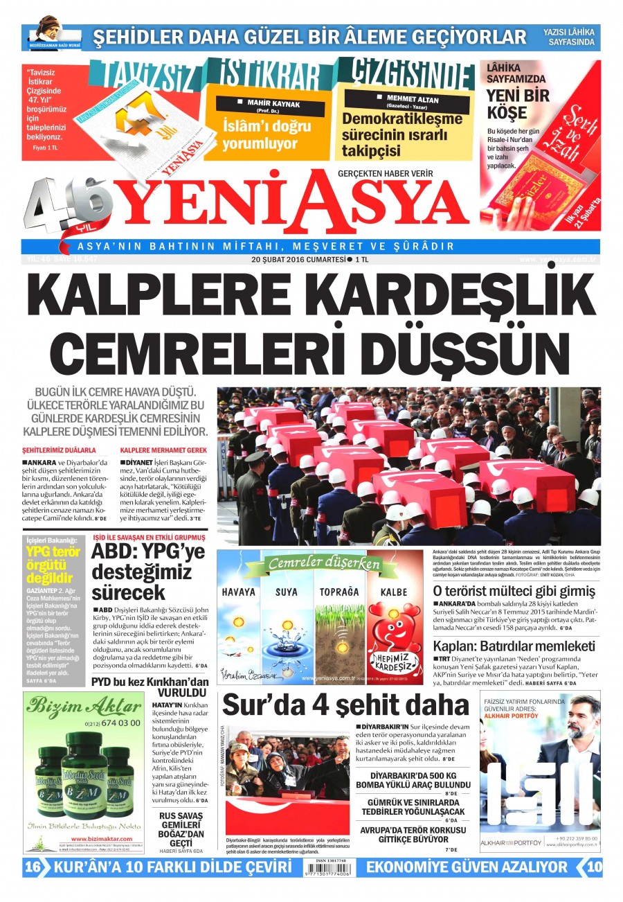 Günün gazete manşetleri (20 Şubat 2016) - 606