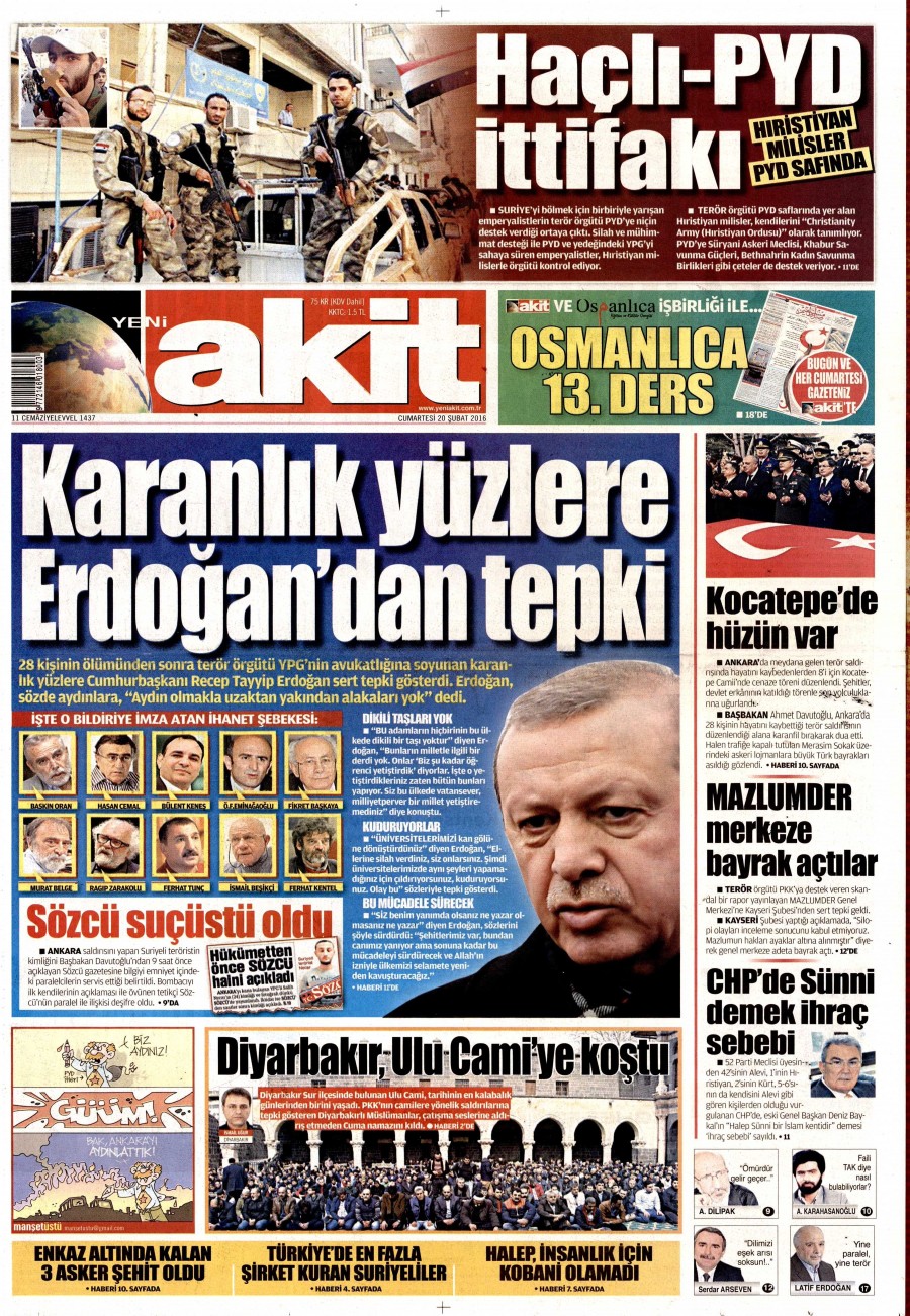 Günün gazete manşetleri (20 Şubat 2016) - 501