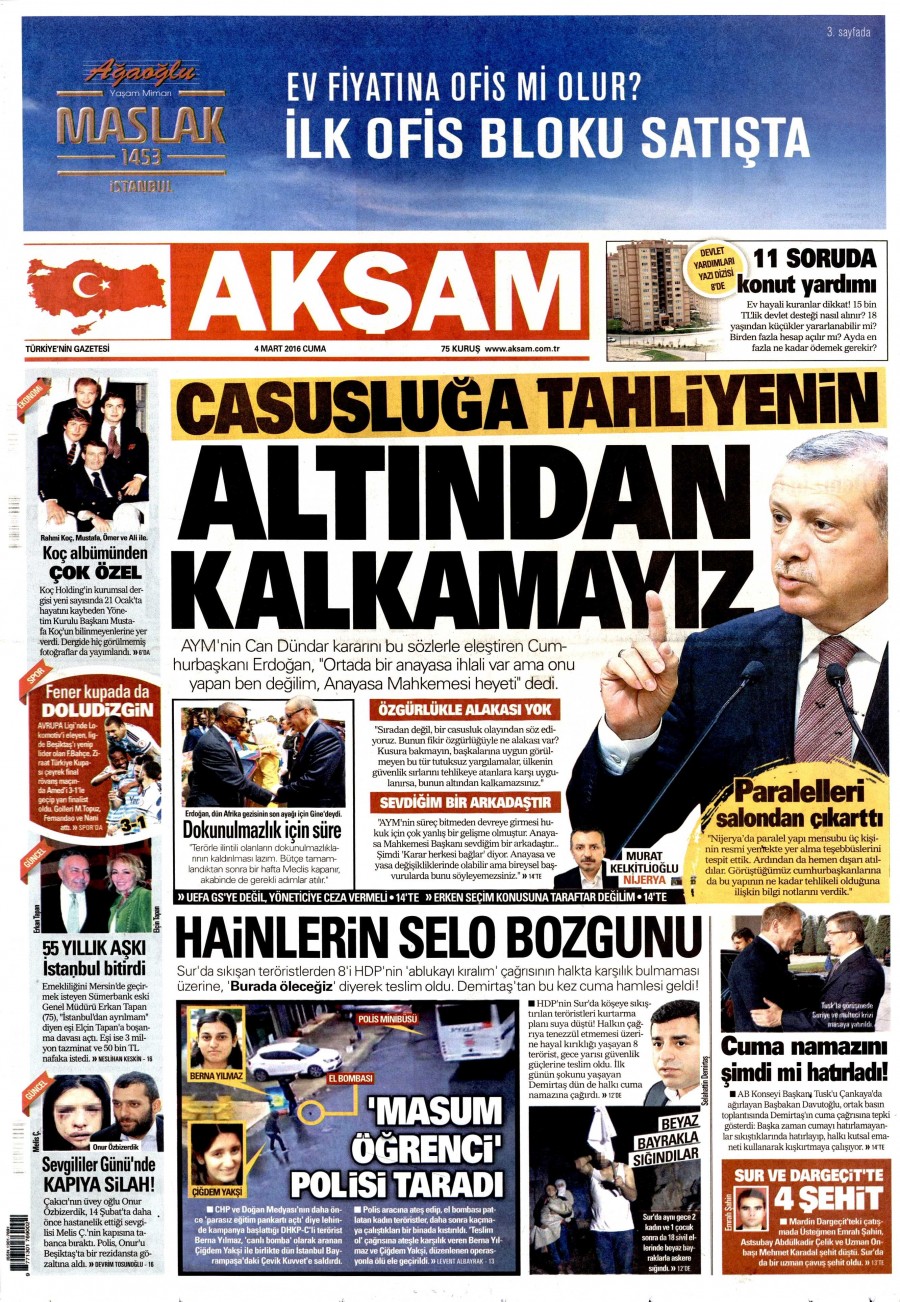 4 Mart 2016 gazate manşetleri - 13