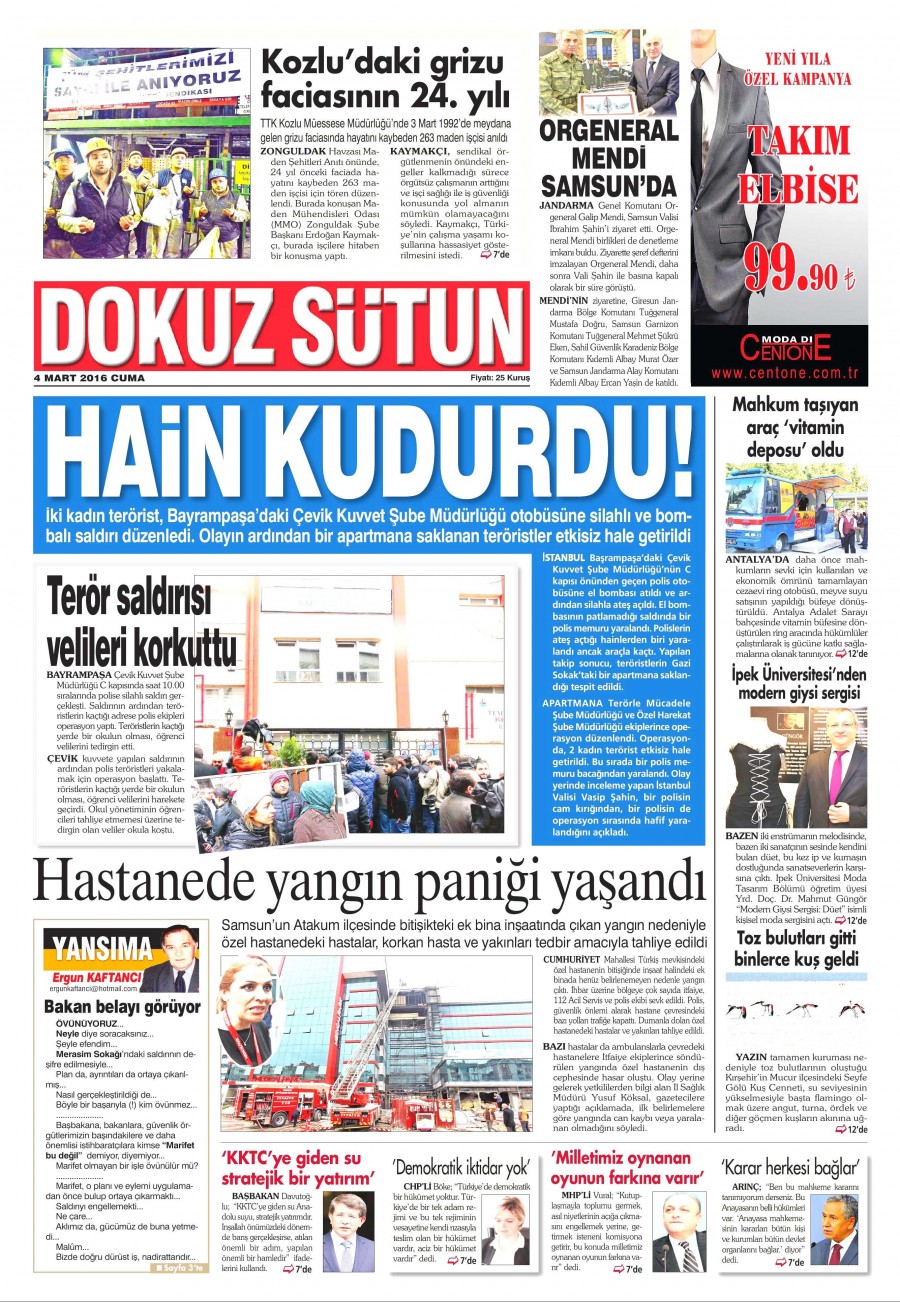 4 Mart 2016 gazate manşetleri - 25