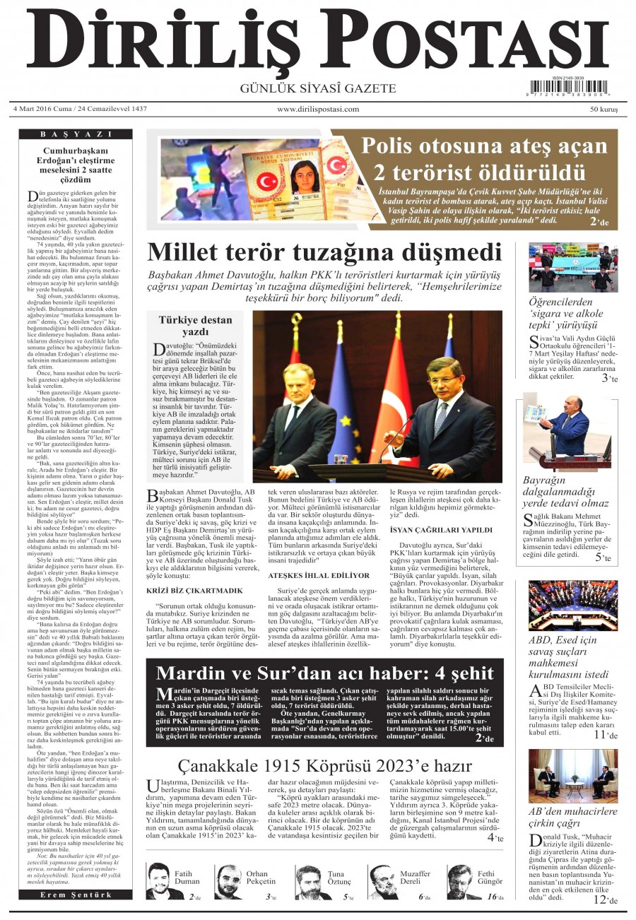 4 Mart 2016 gazate manşetleri - 6