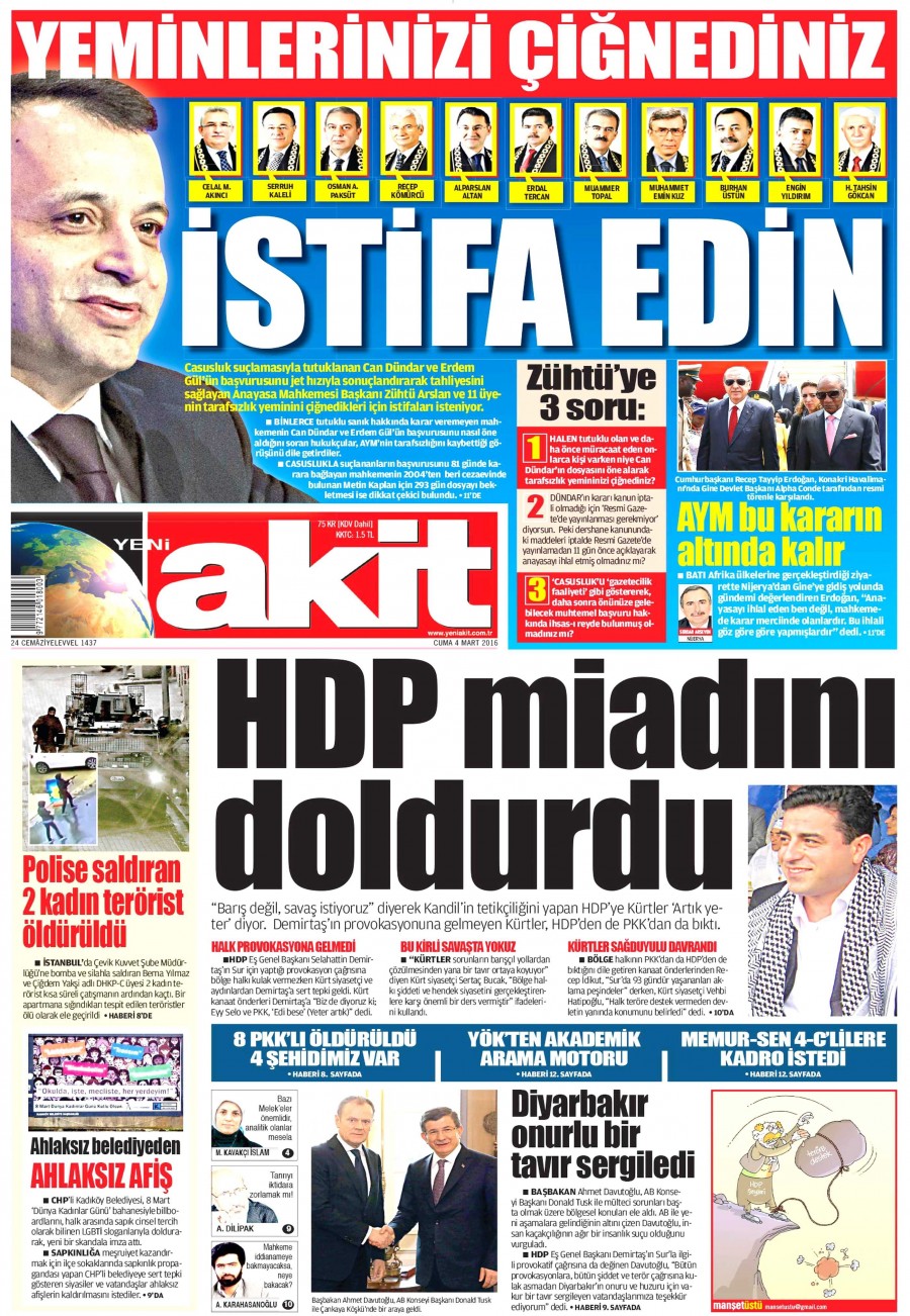 4 Mart 2016 gazate manşetleri - 2