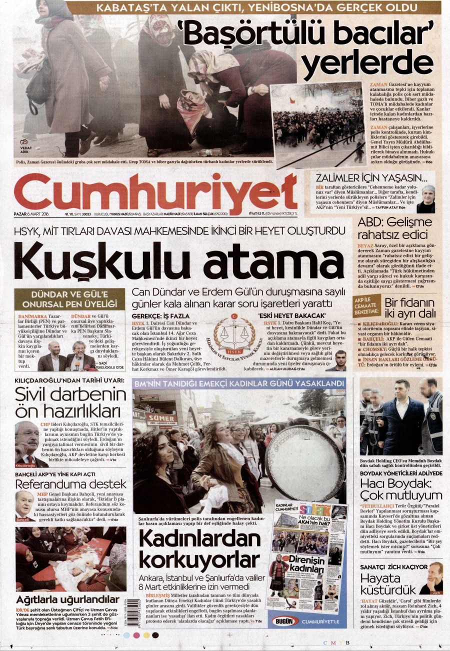 6 Mart 2016 gazete manşetleri - 24