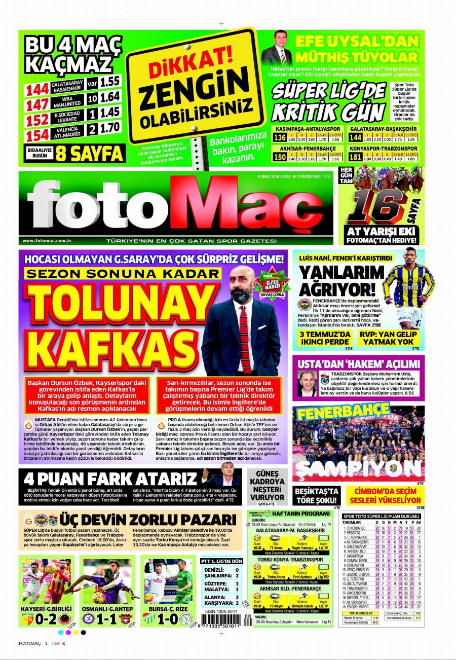 6 Mart 2016 gazete manşetleri - 16