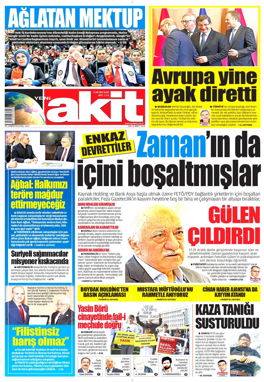 8 Mart 2016 gazete manşetleri - 735