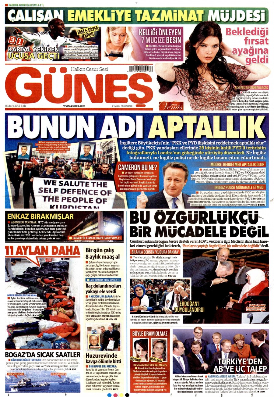 8 Mart 2016 gazete manşetleri - 694