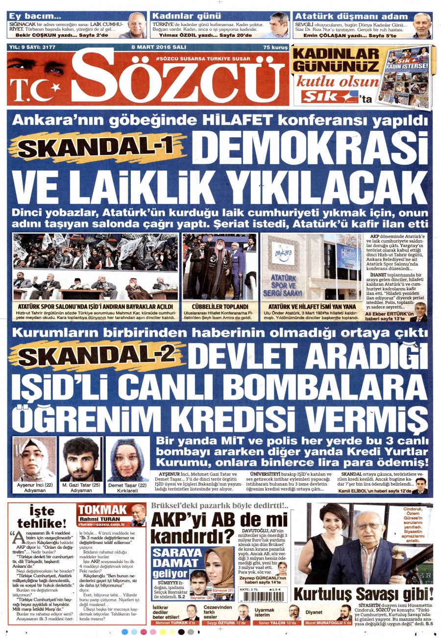 8 Mart 2016 gazete manşetleri - 717