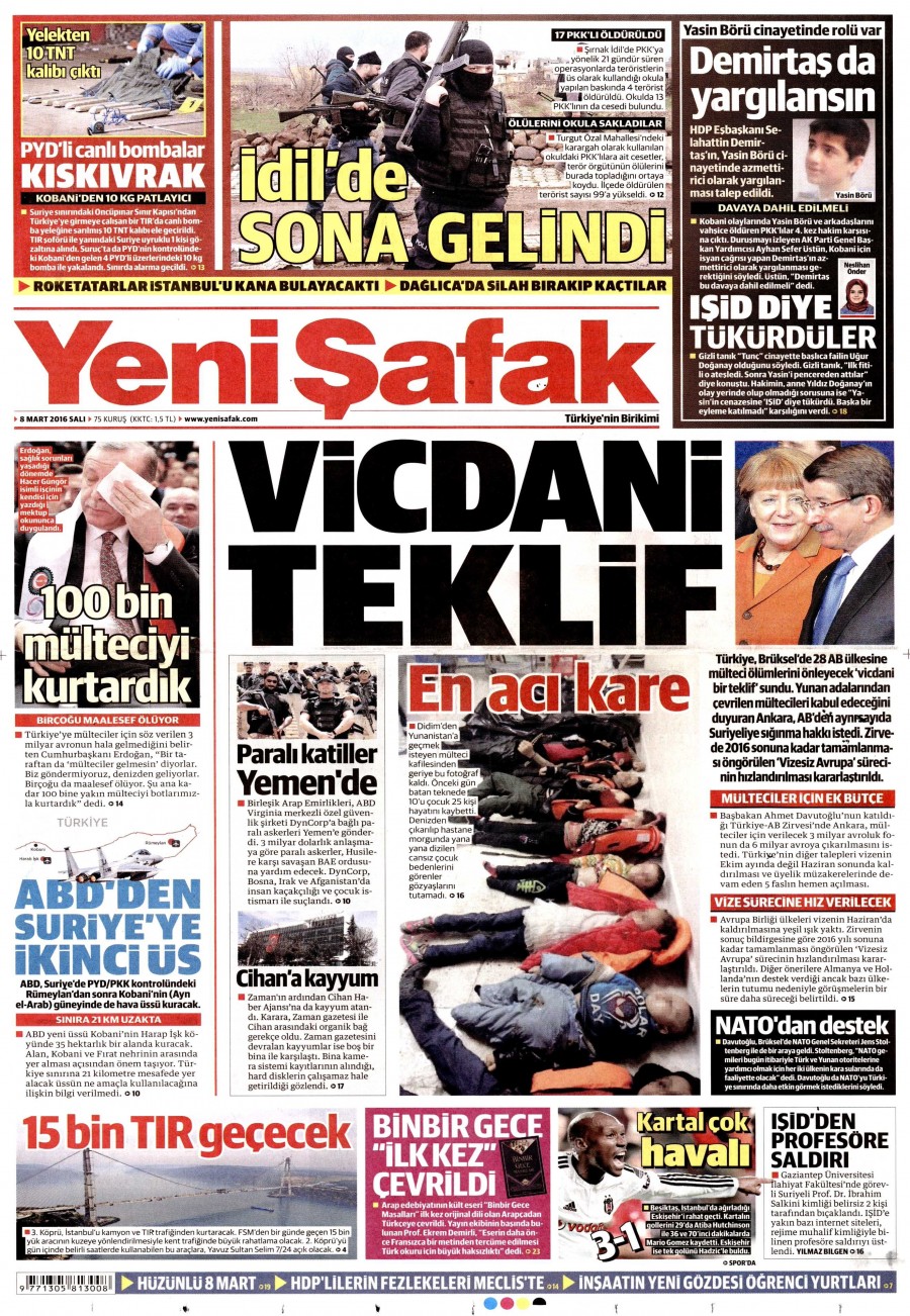 8 Mart 2016 gazete manşetleri - 943