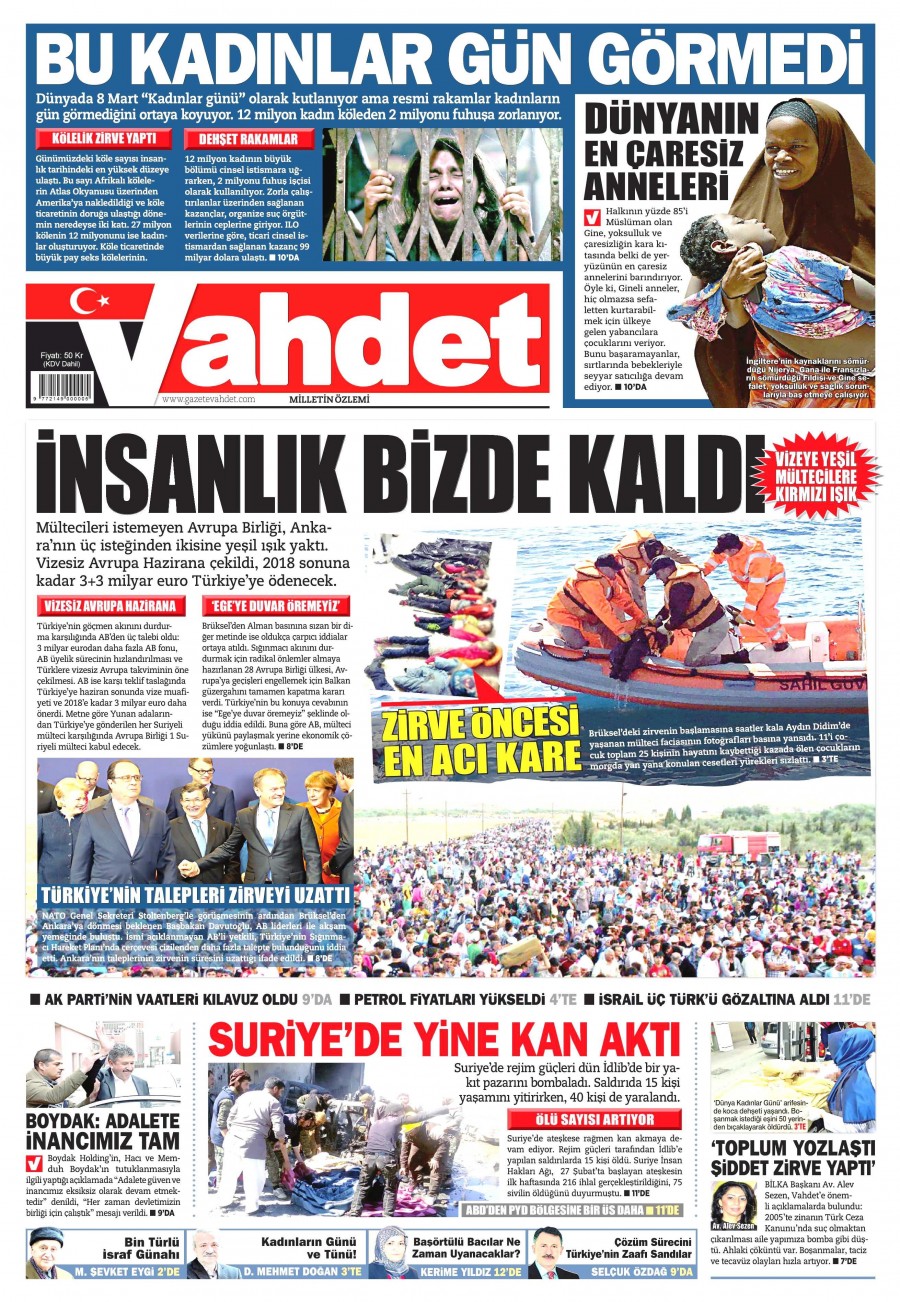 8 Mart 2016 gazete manşetleri - 840