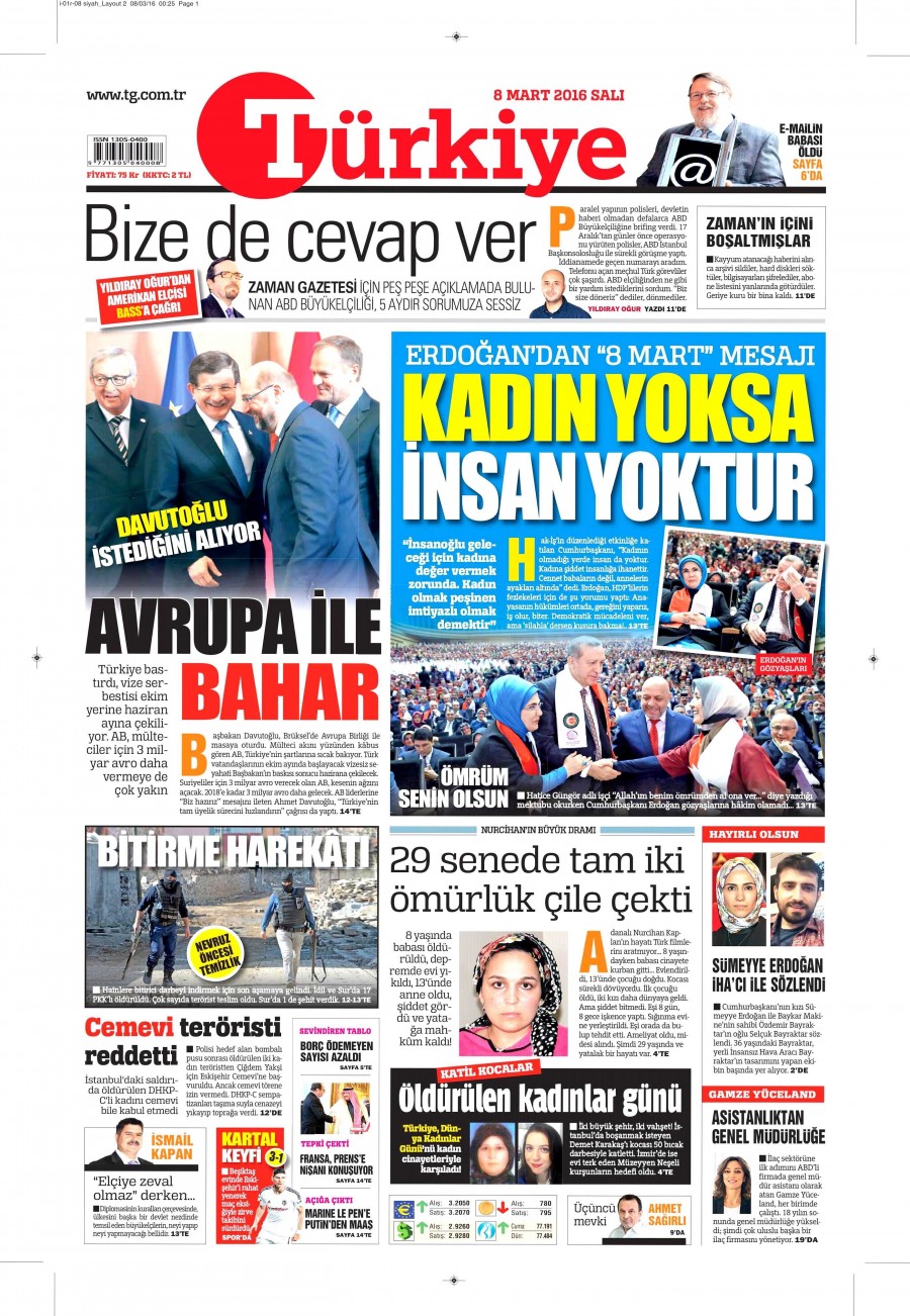 8 Mart 2016 gazete manşetleri - 673