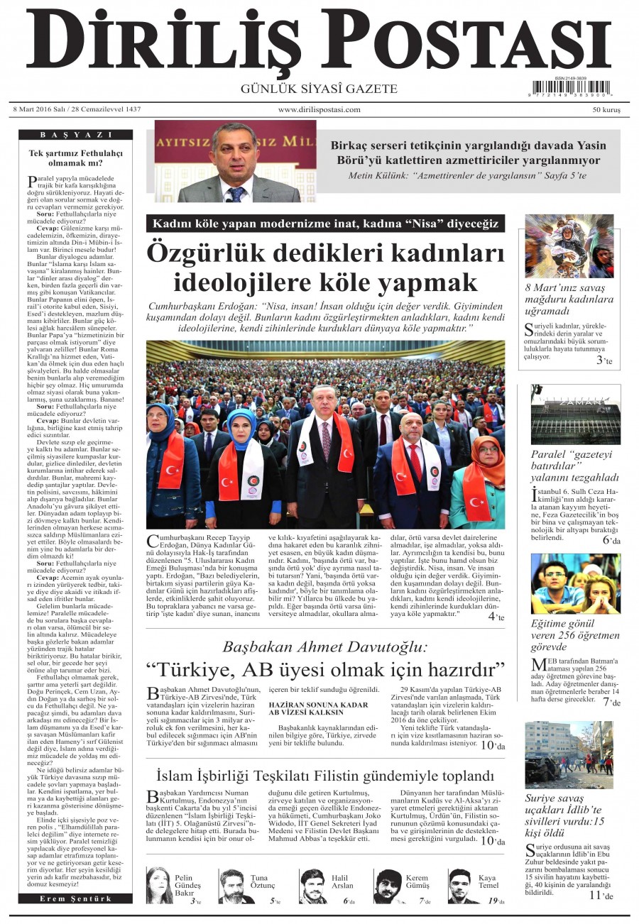 8 Mart 2016 gazete manşetleri - 508