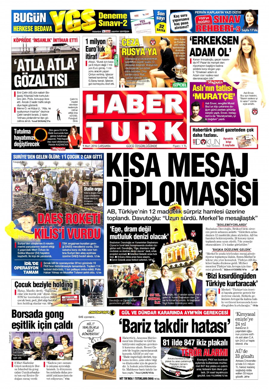 9 Mart 2016 gazete manşetleri - 796
