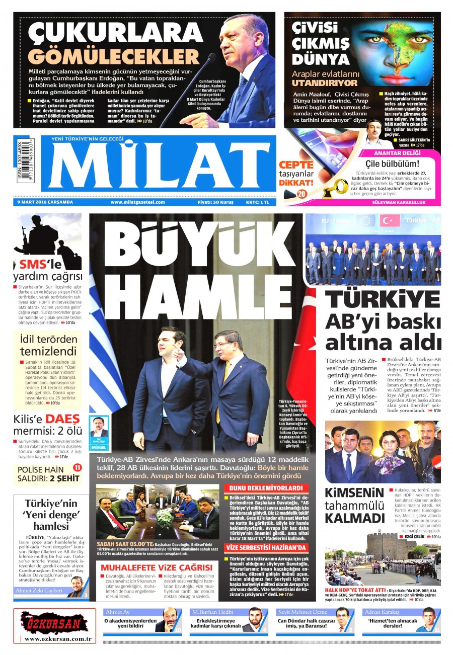 9 Mart 2016 gazete manşetleri - 822
