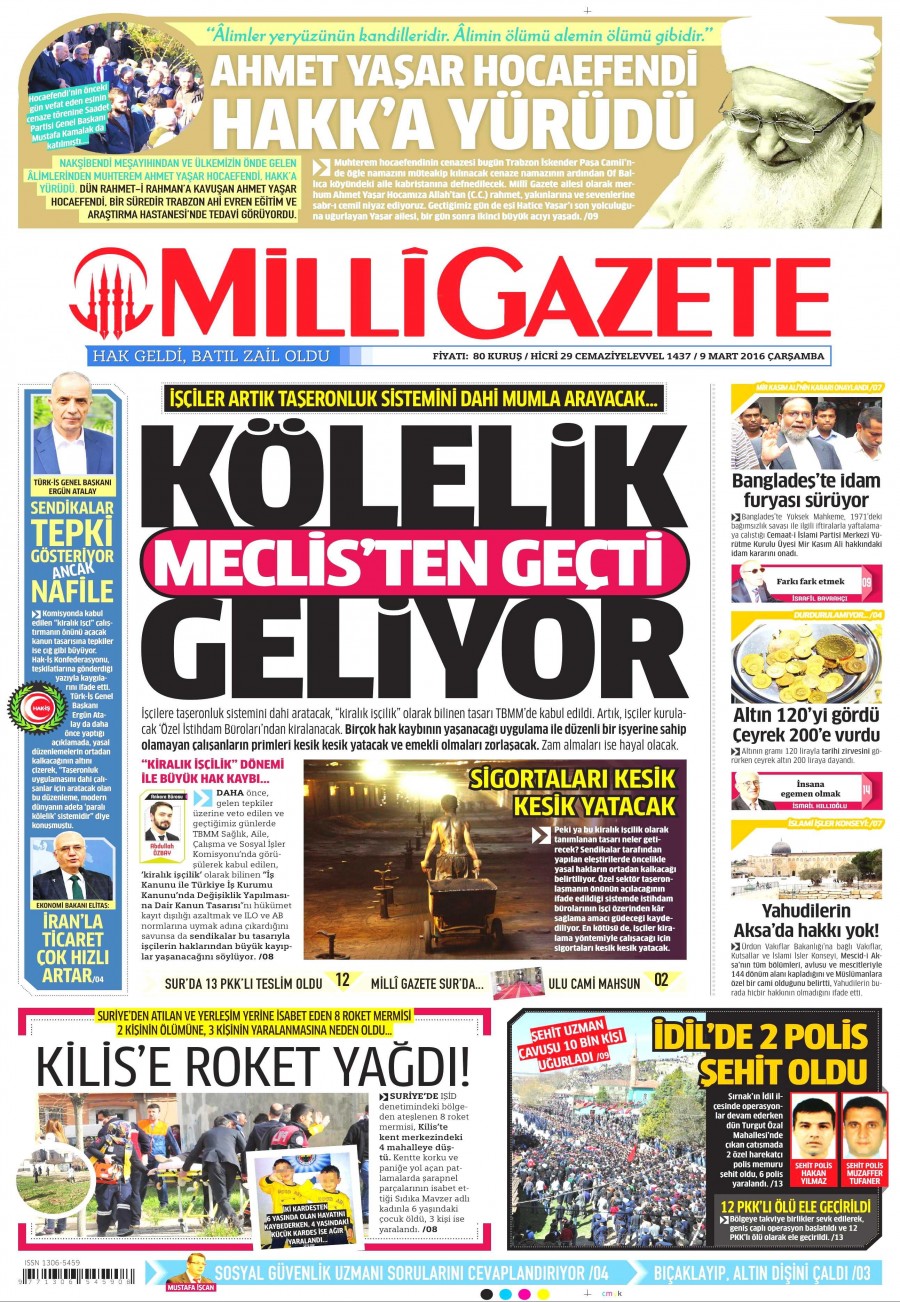 9 Mart 2016 gazete manşetleri - 515