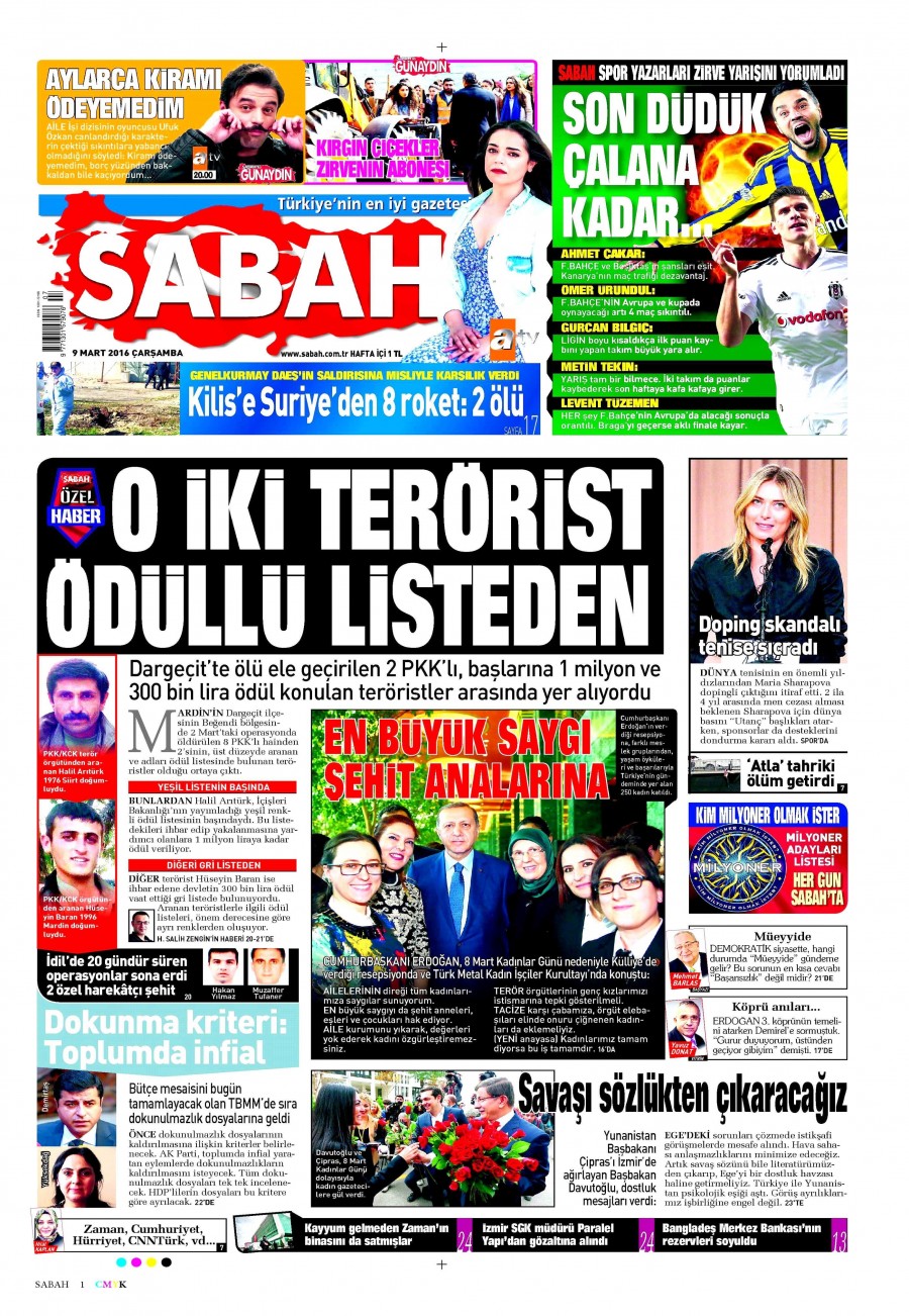 9 Mart 2016 gazete manşetleri - 795