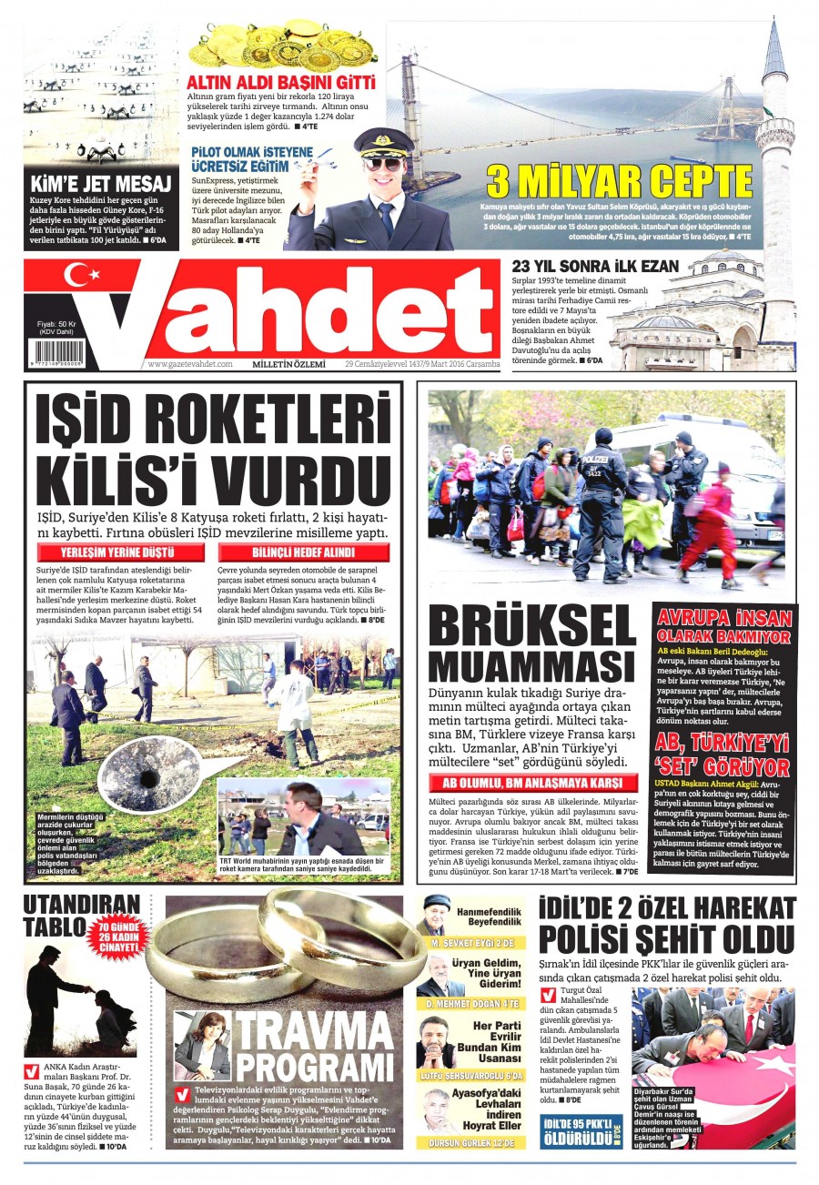 9 Mart 2016 gazete manşetleri - 748